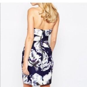 Finders Keepers Strapless Mini Dress in Dark Blue and White Floral